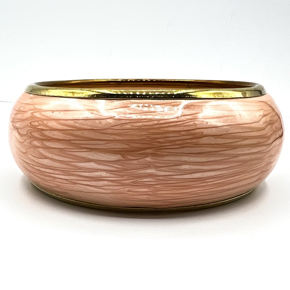 Peach Striated Lacquer & Metal Bangle